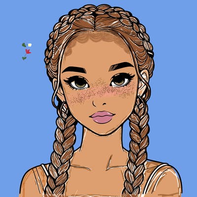 realistic girl with braids