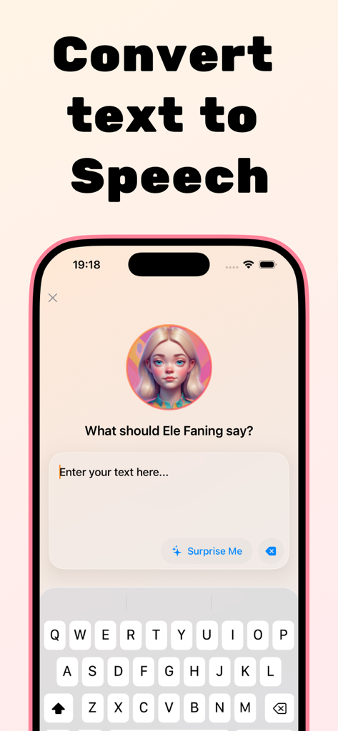 Voice Cloning AI - AIVoice - Interface do aplicativo AIVoice mostrando o recurso de converter texto em fala para vozes de celebridades