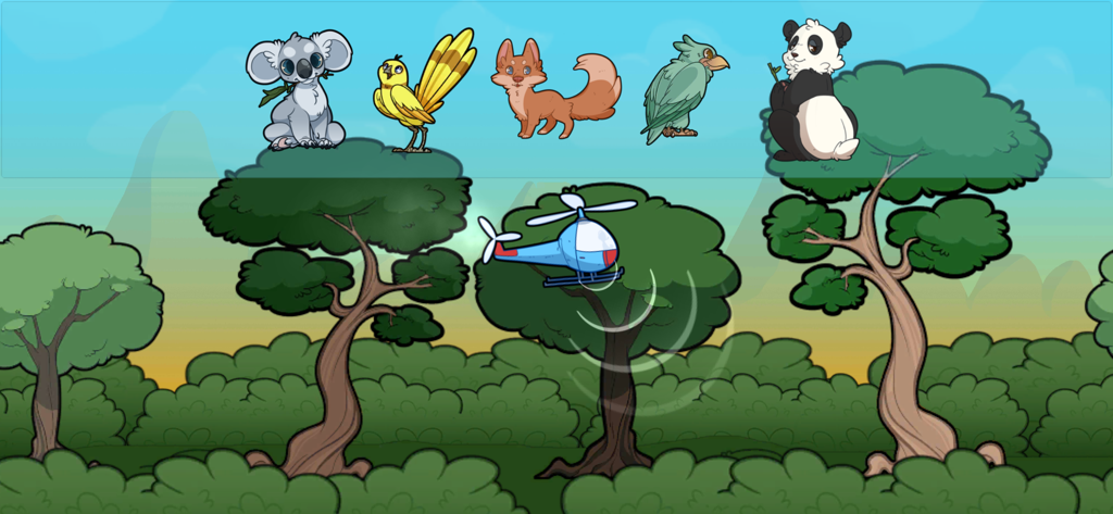 Sound Scouts Hearing Test - Gamified hearing test for children featuring cartoon animals and a helicopter