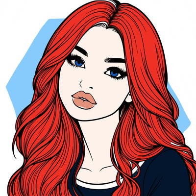 realistic girl with hair on her hair and lips