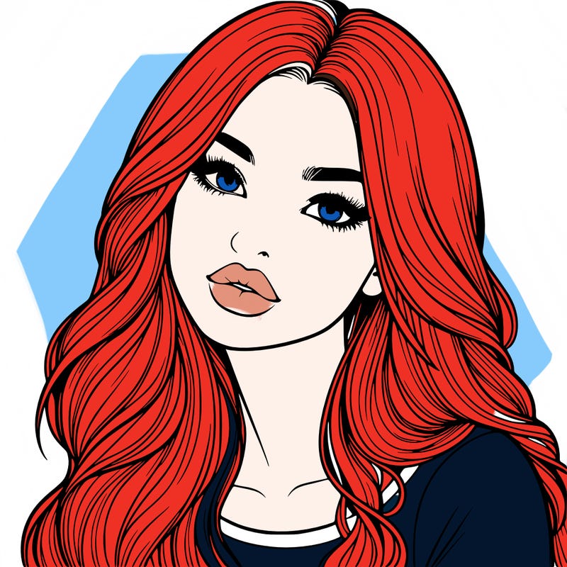 realistic girl with hair on her hair and lips