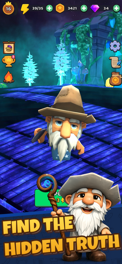 Slashy Knight - Slashy Knightのウィザード・マンボのキャラクター。神秘的に光るダンジョンに立っている