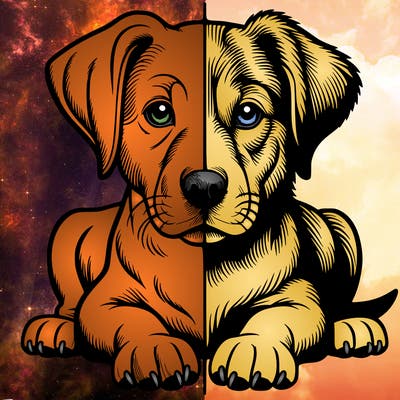 realistic dog split picture