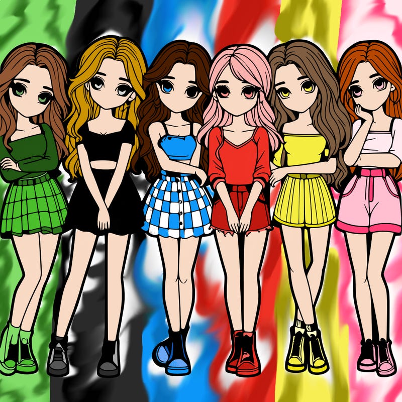 a group of girls realistic