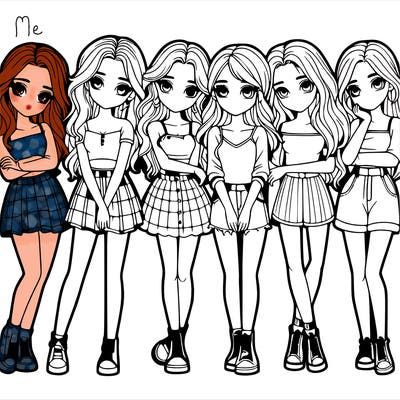 a group of girls realistic