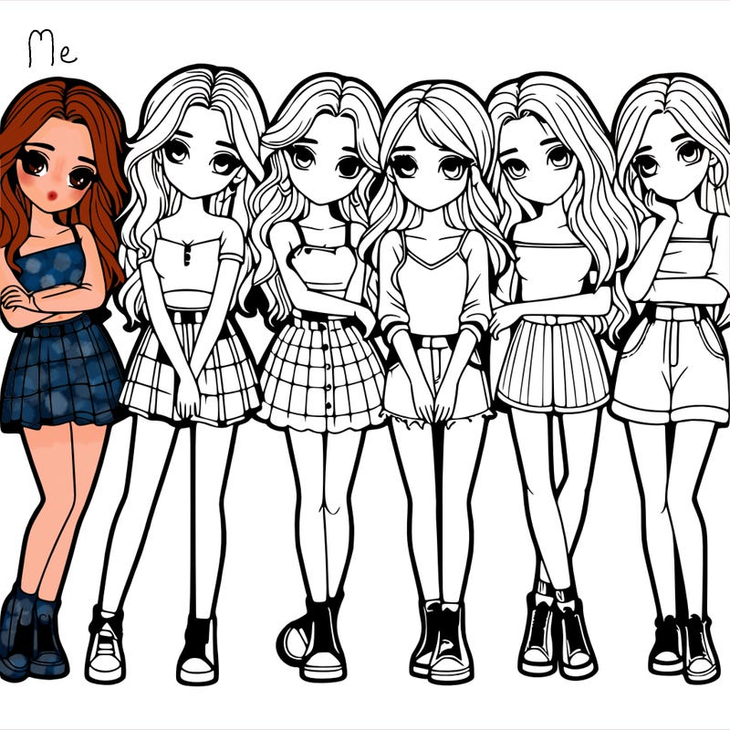 a group of girls realistic