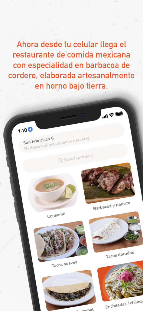 El Mexiquense - El Mexiquense mobile app menu showing authentic Mexican lamb barbacoa and traditional dishes.