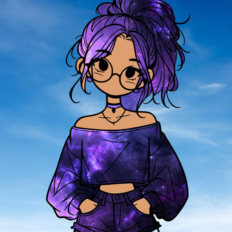 girl with a messy ponytail glasses a baggy crop top and jean shorts