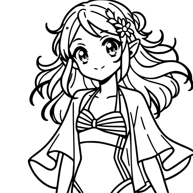 cute anime girl in a swimsuit