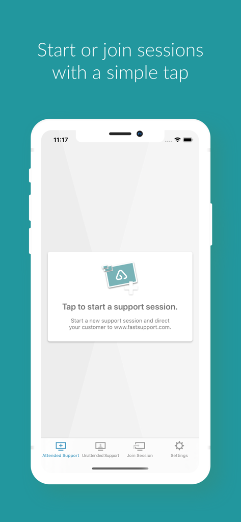 GoToAssist Remote Support app interface on an iPhone showing the screen to start or join a support session.