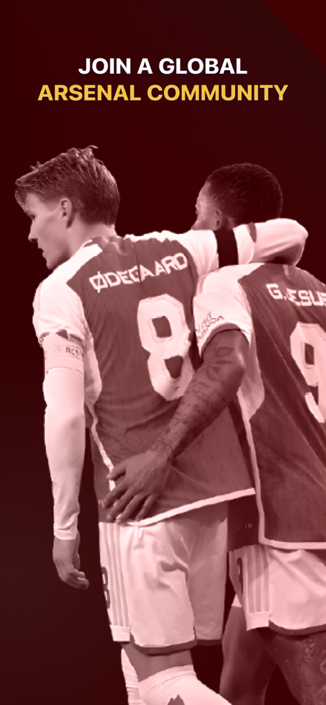 AFC Live – for Arsenal fans - Arsenal players celebrating on a screen with the text Join a Global Arsenal Community