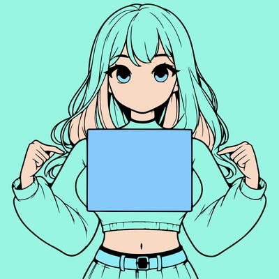 girl holding a blank sign in a long sleeve crop top