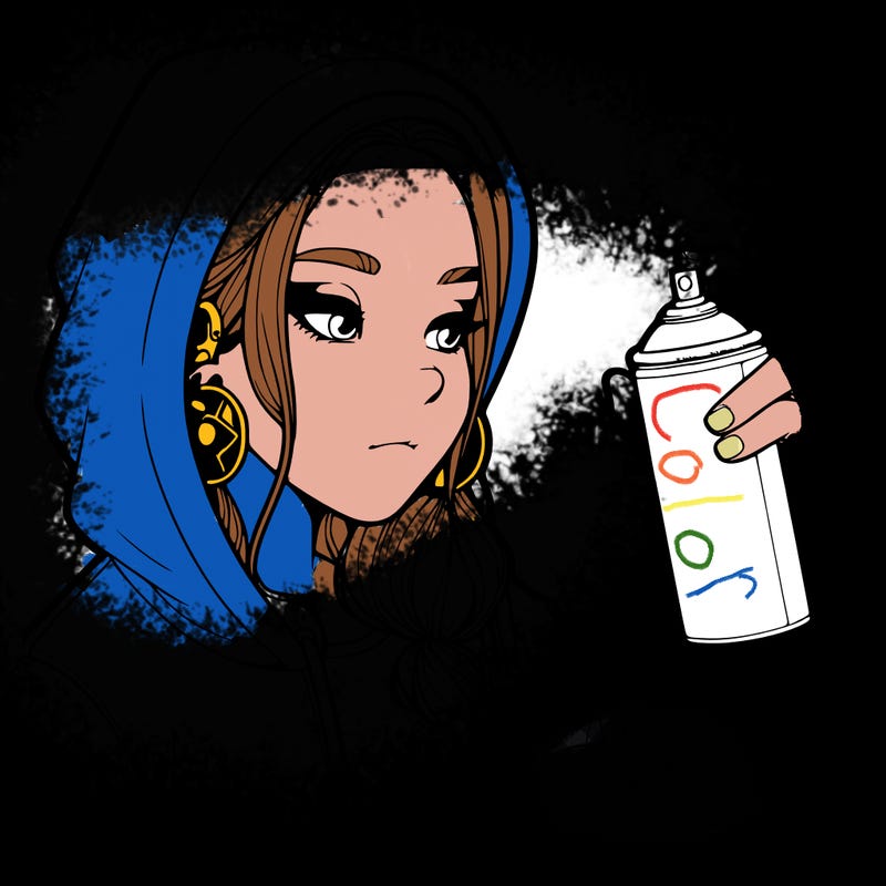 a realistic girl, spray painting