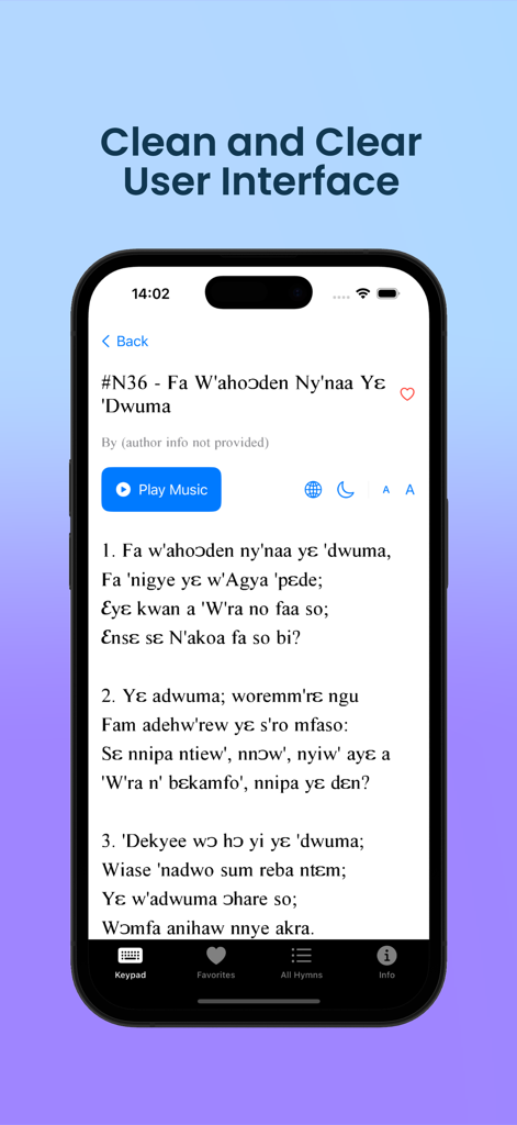 Twi SDA Hymnal - User interface of Twi SDA Hymnal app displaying hymn lyrics and worship features