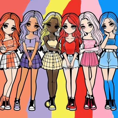 a group of girls realistic