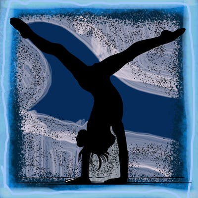 realistic gymnastic hand stand girl in four splits