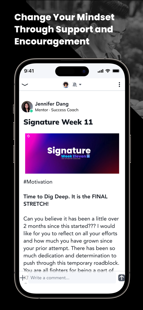 KMK Optometry Coaching - A motivational post from a success coach within the KMK Optometry Coaching app live feed