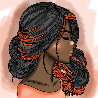 realistic woman's head & hair