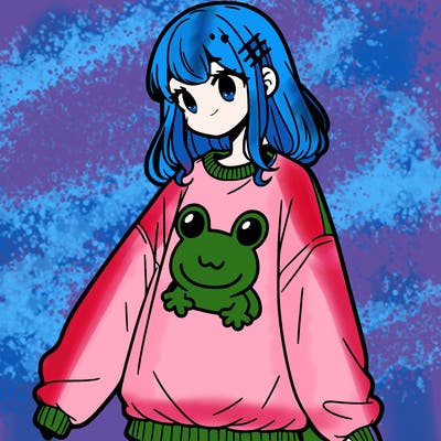 girl wearing frogging sweatshirt