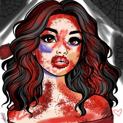 realistic girl with wavy hair and lips