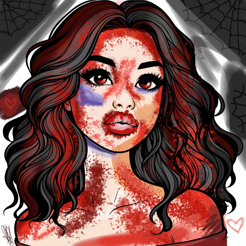 realistic girl with wavy hair and lips