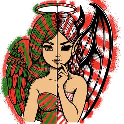 realistic angel half demon