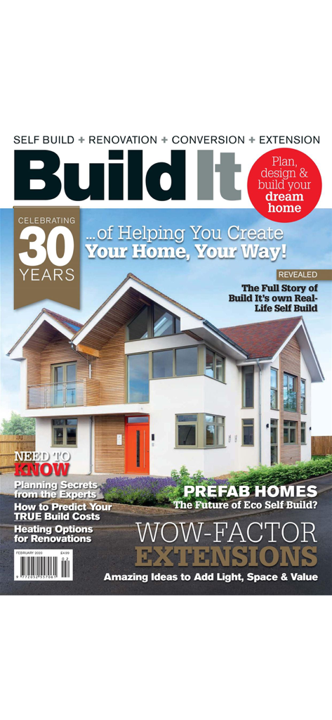 Build It Magazine - Front cover of Build It magazine featuring a modern house with wood cladding and white walls.