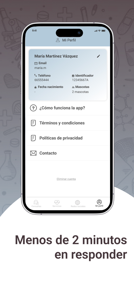 Canitas Vet - Canitas Vet app profile screen showing account information and menu links