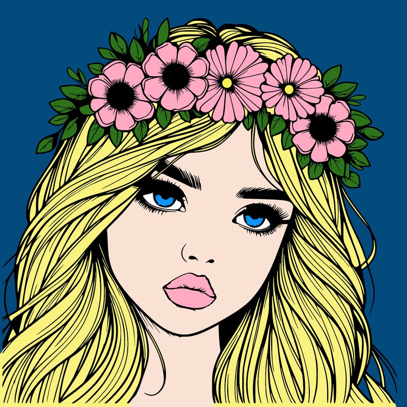 realistic girl with flowers crown