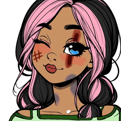 realistic girl with squinted eyes