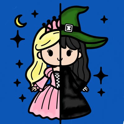 split princess and witch