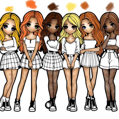 a group of girls realistic