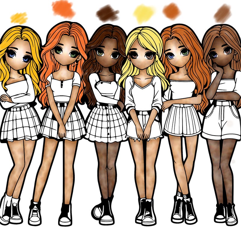 a group of girls realistic