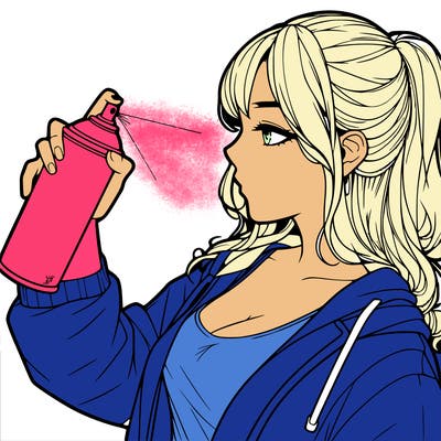 a realistic girl spray, painting