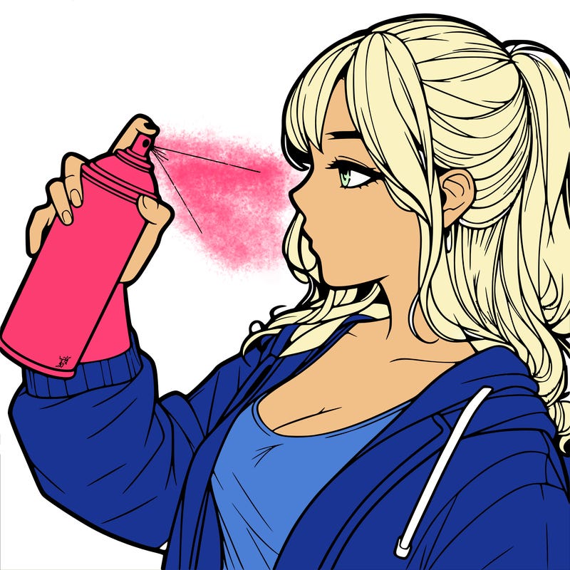 a realistic girl spray, painting