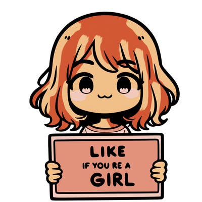a cute girl holding a sign that says like if you’re a girl