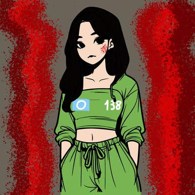 a realistic korean girl wearing a crop top and baggy pants