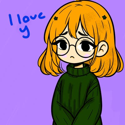 sad girl with glasses in a sweater