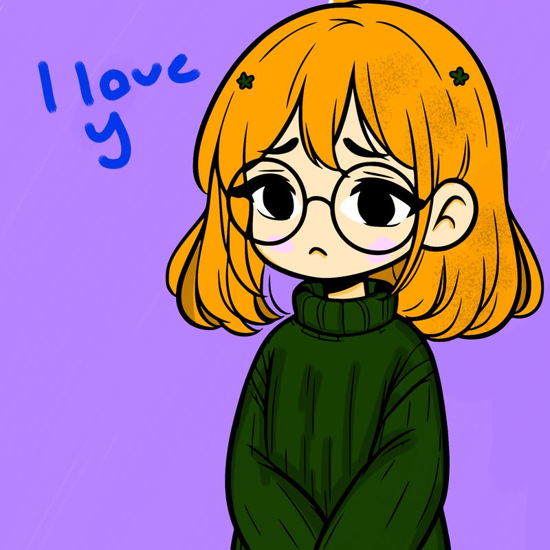 sad girl with glasses in a sweater