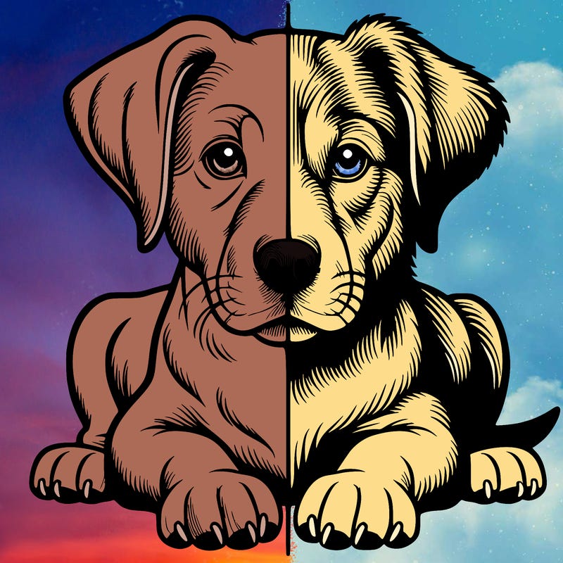 realistic dog split picture