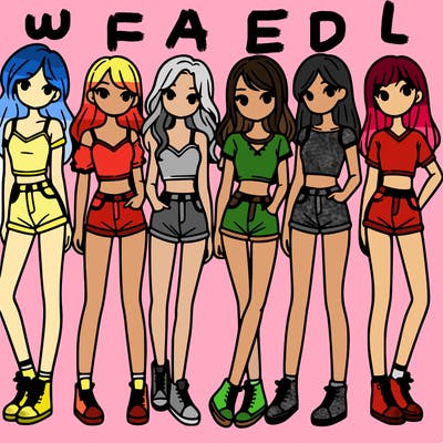 a group of girls wearing crop tops and shorts