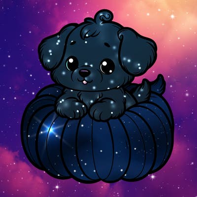 cute little puppy in a pumpkin