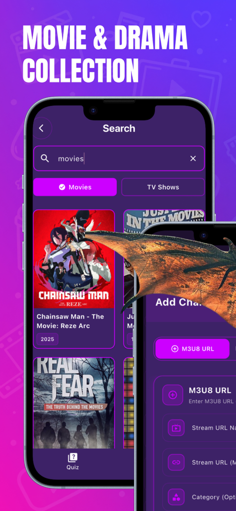 Lok L0k 앱 영화 및 드라마 컬렉션 검색 화면