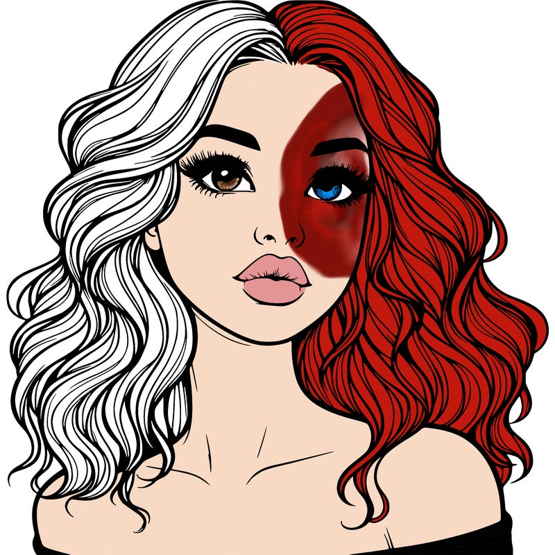 realistic girl with wavy hair and lips