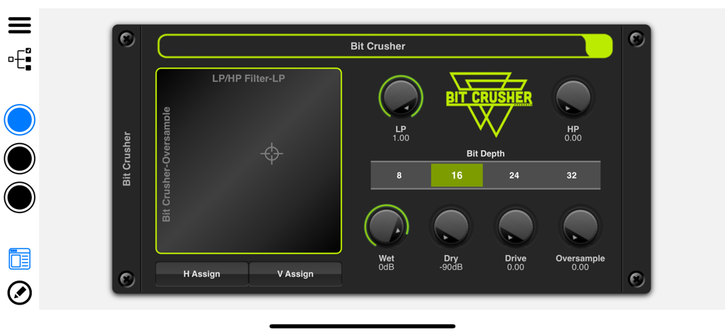 NuRack Auv3 FX Processor - NuRack Bit Crusher audio effect module interface