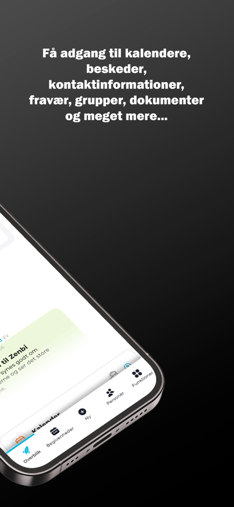 Zenbi - Zenbi mobile app interface on an iPhone showing school management features like calendars and messages