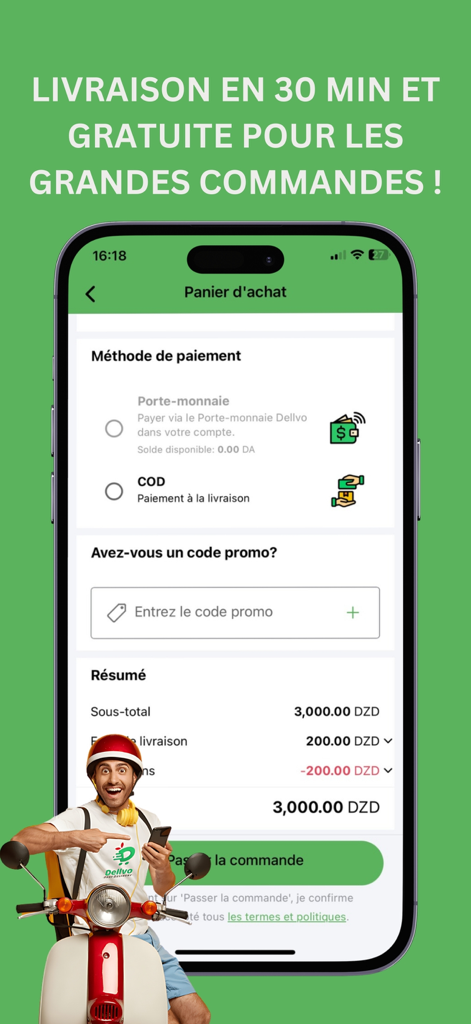 Dellvo: Fast Delivery Service - Dellvo mobile app checkout interface showing payment options and order summary