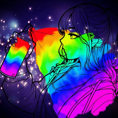 a realistic girl spray, painting