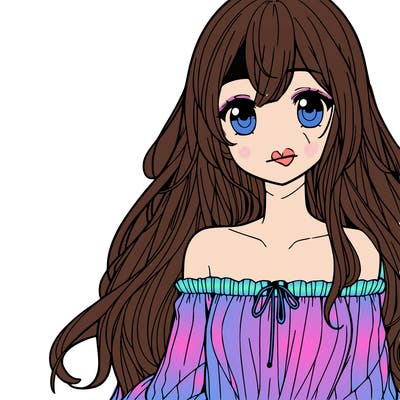 a girl in manga style with long hair