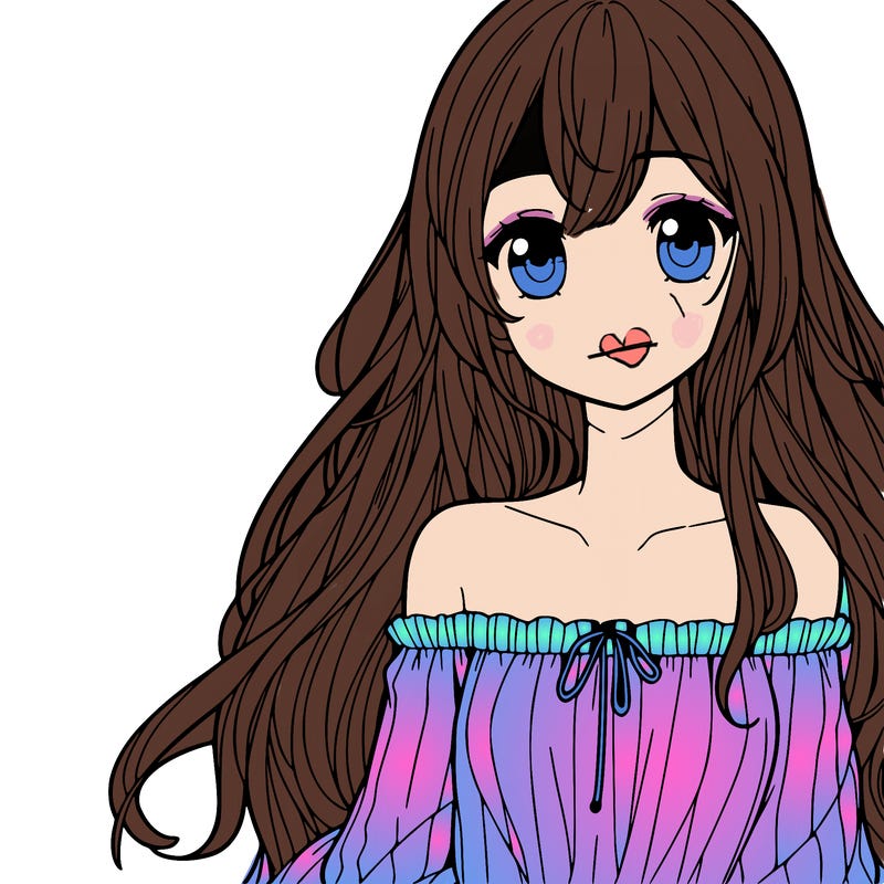 a girl in manga style with long hair
